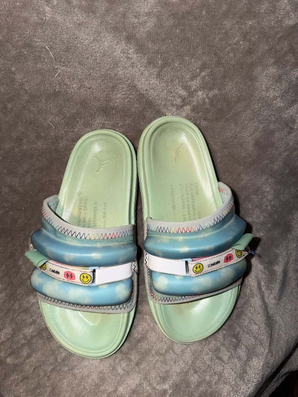J. Balvin x Jordan Super Play Slide Celestine Blue White Enamel Green
